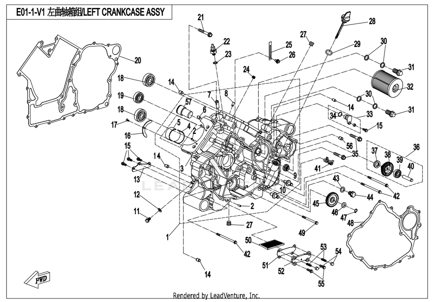 ZFORCE 1000 2017 Left Crankcase Assy 2 exploded diagram